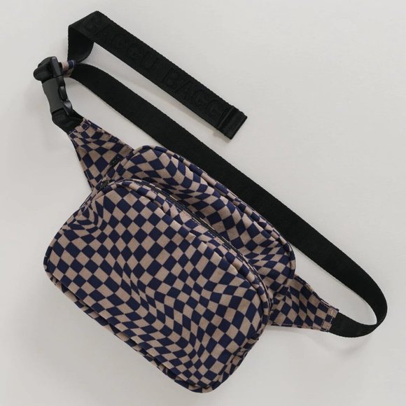 NWT Baggu Fanny Pack - Indigo Trippy Checker - Picture 2 of 6